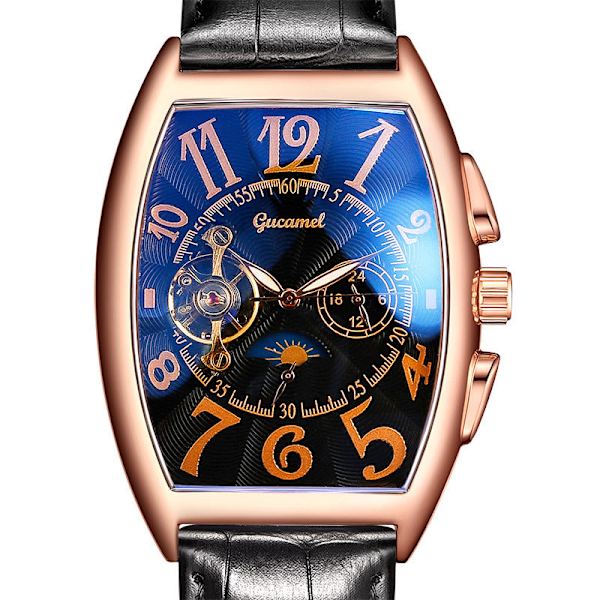 Herrklocka Tonneau Mekanisk Herrklocka Hjul Automatisk Urholkad Mekanisk Klocka Gold shell gold surface