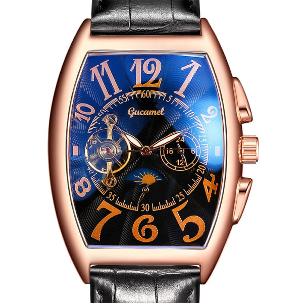 Watch Tonneau Mekanisk Watch Hjul Automatisk urholkning Mekanisk watch Gold shell gold surface