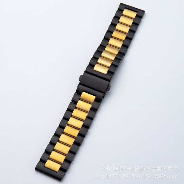 Urrem til Apple Watch iWatch til 42-44-45-49mm tre-perle stållænke - sort og guld