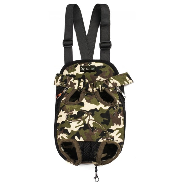 TAILUP Syksy- ja talvideniminen lemmikinkantolaukku, edessä, kaksoisolkapäillä kannettava pieni koira- ja kissalaukku, tikattu pehmeä lyhyt pehmo camouflage L