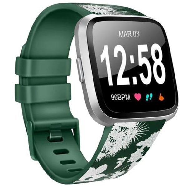 Armband för Fitbit Versa 2 Versa Band Mjuk TPU Ersättningsarmband för Fitbit Versa 2 Versa Lite Klockarmband Gray Flower Green Size L For Versa 1 2