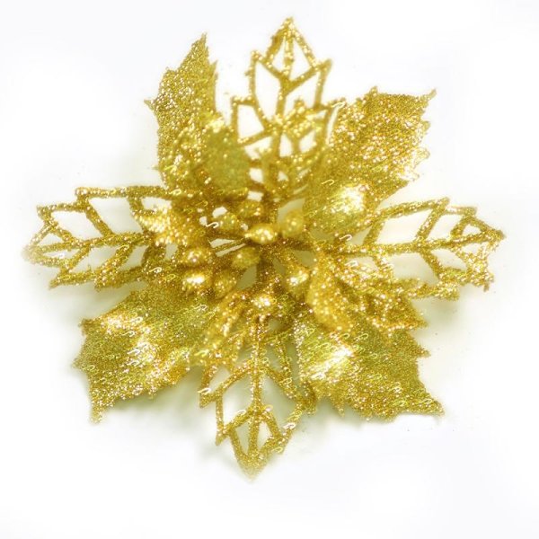1 stk. Kunstige Blomster Jule Fake Blomster Glitter Glædelig Jul Træ Ornamenter Julepynt Til Hjemmet 03