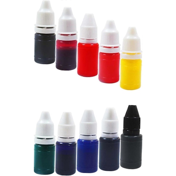 10 stk. 7 ml Premium Stempel Refill Flash Refill Blekk Oransje Grønn Blå Brun Rosa Gul Lilla Svart Farge Tre
