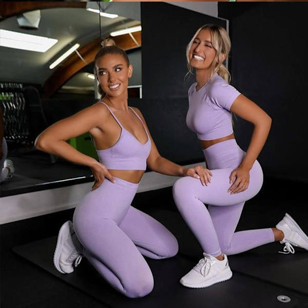 Joogasetti Toppeja Ja Leggingsejä Aktiivivaatteet Naisten Treenausvaatteet Grey bra set M