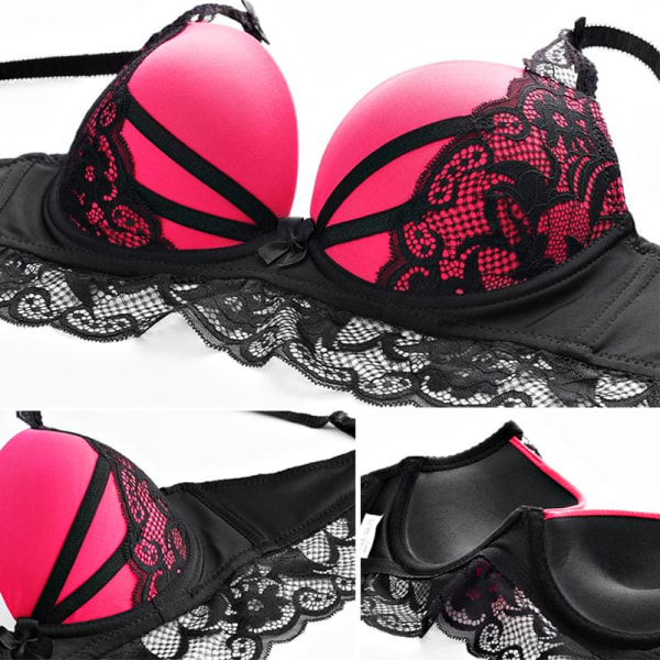 Seksikäs Push Up Rintaliivit Setti Pitsi Alushoususetti Naisten Rintaliivi Alushoususetti Black 80A