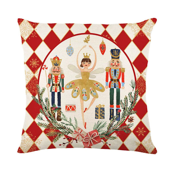 Merry Christmas Kuddfodral 45x45cm Prydnadskudde Vinter Juldekorationer för Hem Träd Hjort Soffa Kuddfodral 14