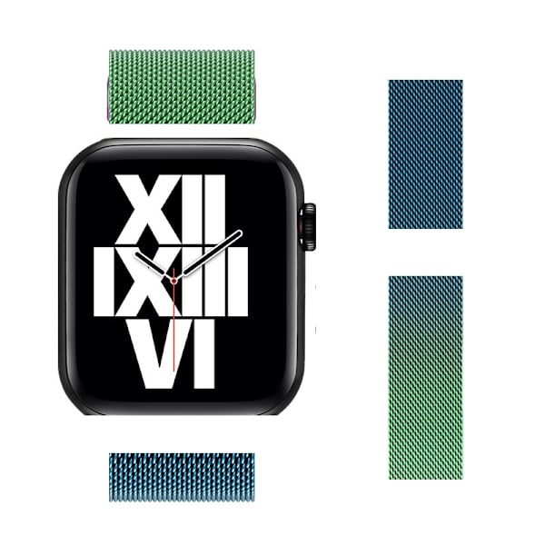 Kellon ranneke Apple Watch iWatch -kelloon. Soveltuu: 1.–9. sukupolvi SE 38/40/41, 10. sukupolvi 42 1 Gradientti – Sinivihreä