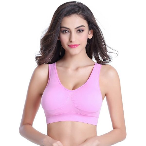 Yoga BH Damtoppar Stötsäker BH Fitness Sömlös Nylon Trådlös Dubbla Lager Black 4XL