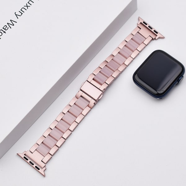 Klockarmband för Apple Watch iWatch 42/44/45/49mm Rosrosa till rosa