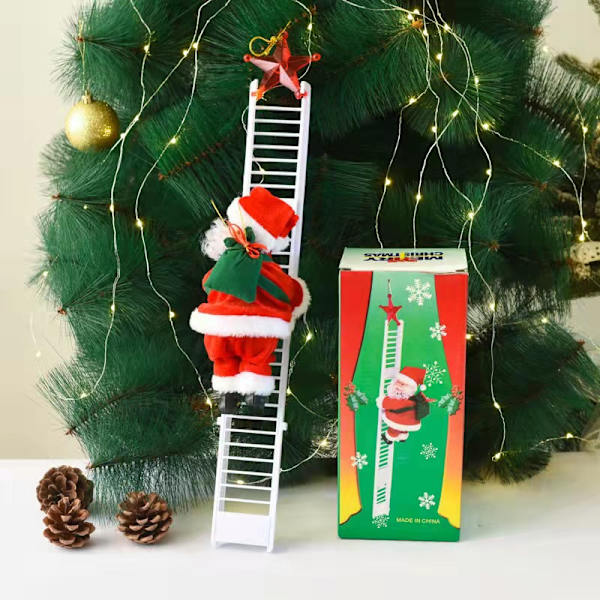 Juldekoration Elektrisk Stege Jultomte Klättrande Pärlor Jultomte Barn Present Köpcentrum Small rotating tree