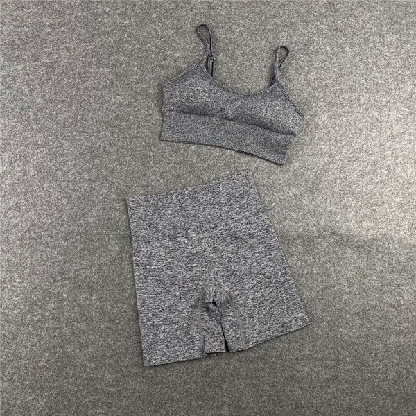 Jooga Rintaliivit Crop Top Urheiluliivit Treenausasu Saumaton Polyesteri Kuntosalisetti 2pcs Gray3 M