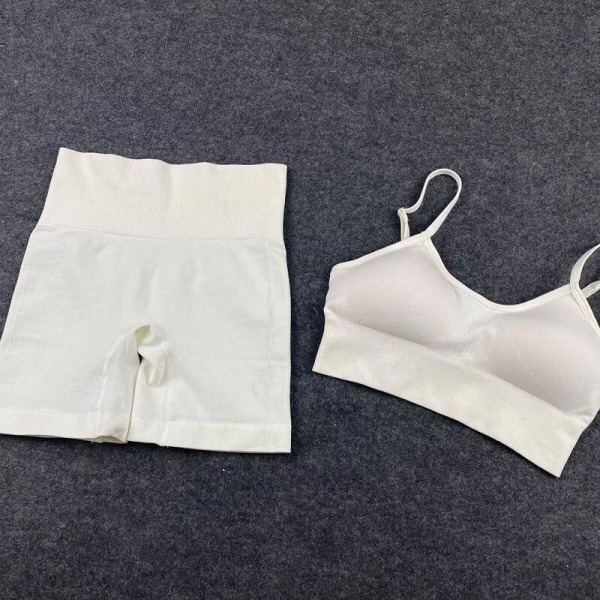 Yoga set Tops och Leggings Active Wear Träningskläder för kvinnor Nude short S