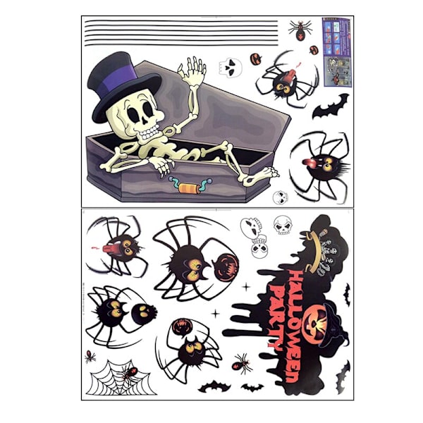 Avtakbare Halloween Veggklistremerker Skrekk Grim Reaper Heks Gresskar Vindusklistremerker For Halloweenfest Hjem Bar Gulv Veggdekor A11-1set
