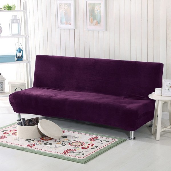 Universal Storlek Plysch Sofföverdrag Bäddsoffa Ärmlös Fällbar Sits Överdrag Stretch Överdrag Billigt Soffskydd Elastiskt Överdrag Navy L Size