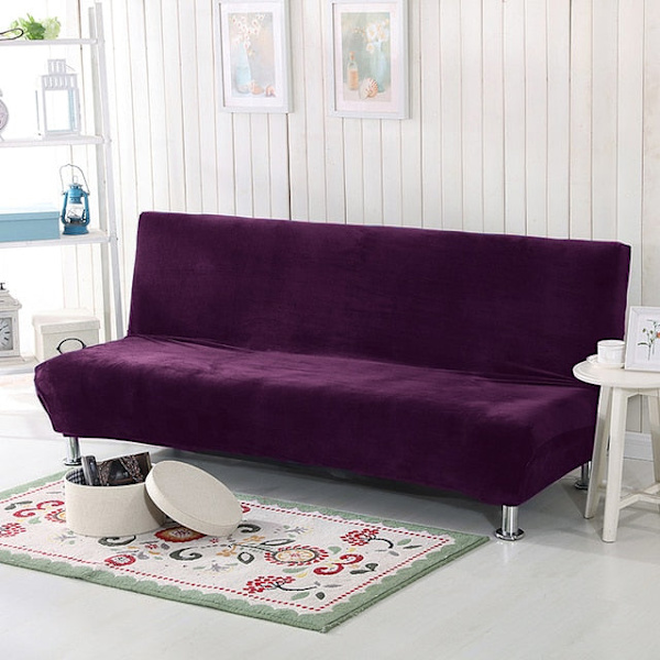 Universal Størrelse Plysj Sovesofa Trekk Armløs Sammenleggbar Sete Beskyttelsestrekk Stretch Billig Sofabeskyttelse Elastisk Trekk Lemon L Size