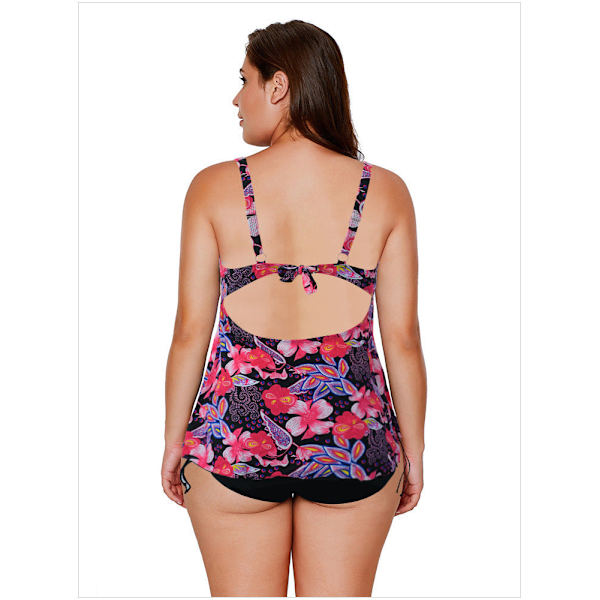 Flickbaddräkt Europeisk Flerfärgad Slip-on Baddräkt Sexig Konservativ Slimmande Dambadkläder Dark blue flowers 3XL