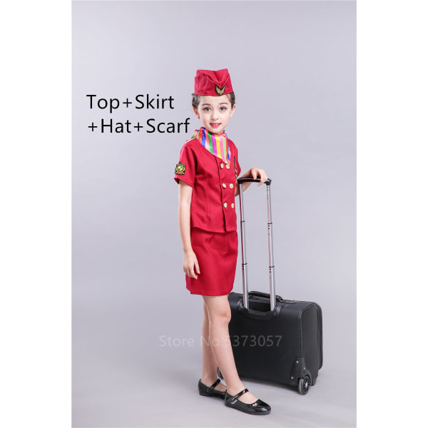 Halloween-asut lapsille, ilmailu-univormut, cosplay-lentäjä, lentoemäntä, lentokone, pojat, tytöt, karnevaali, roolileikki-vaatteet Style3 4Pcs Height 110CM