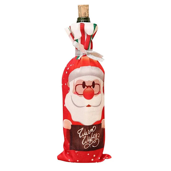 Julepynt til hjemmet Vinflaske Cover Støvdeksel Spisebordpynt Julegave Tre Ornament Nyttår 2024 Santa Claus34x14cm