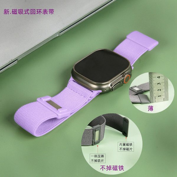 Kellon ranneke Apple Watch iWatch Versa3/4:lle, muovinen sisäpuolinen magneettisolki, yksivärinen laventeli