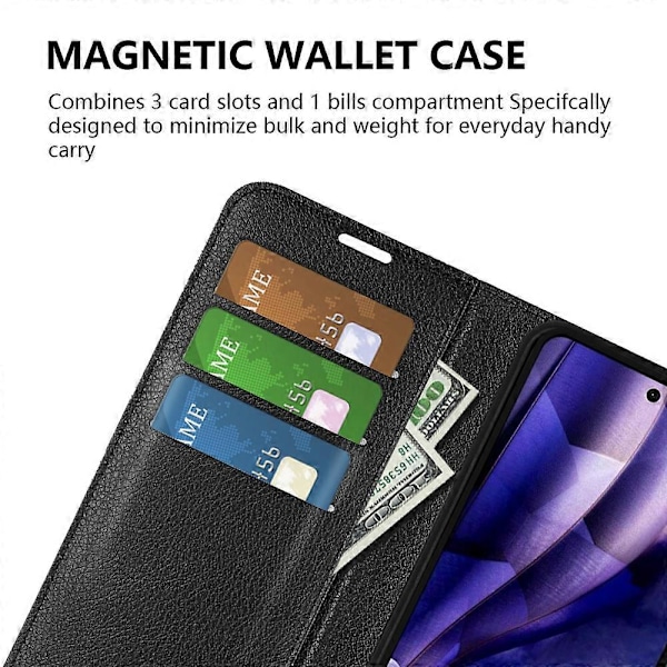 För HMD Skyline Fodral Litchi Textur Stötsäkert Läder Plånbok Telefonfodral - Blå Black