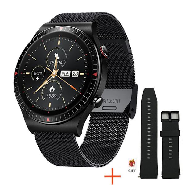Smartklocka Yijian Inspelning Full rund Full Touch Screen Bluetooth-samtal Röstassistent Sport Smartklocka Gray tape