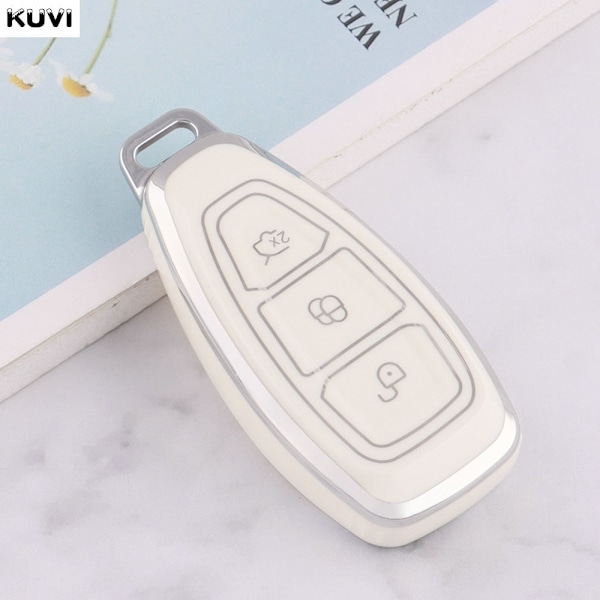 NYTT TPU Bil Fjärrkontroll Smart Nyckel Fodral Skal Fob För Ford Focus 3 4 ST Mondeo MK3 MK4 Fiesta Fusion Kuga 2013 2014 2015 2017 White