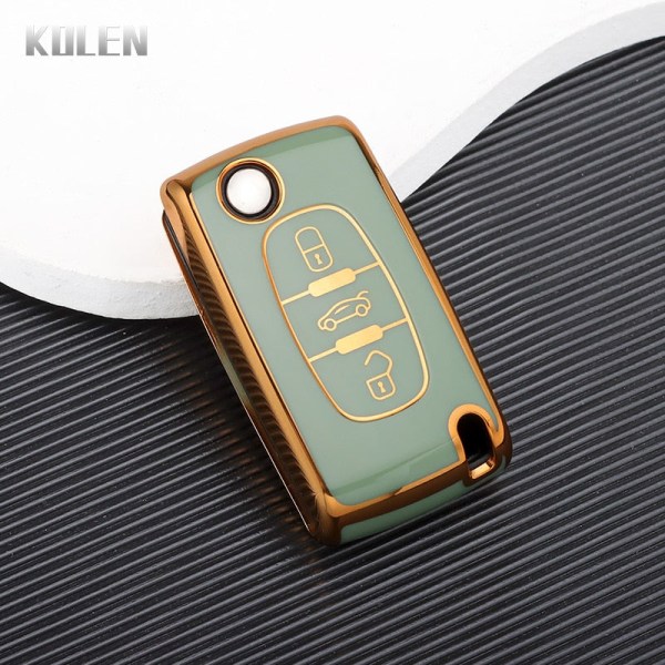 TPU Bil Fjärrkontroll Nyckel Fodral Skal För Peugeot 107 207 307 308 407 607 3008 5008 För Citroen Xsara Picasso C5 C6 C8 Nyckellös 2 Button Black