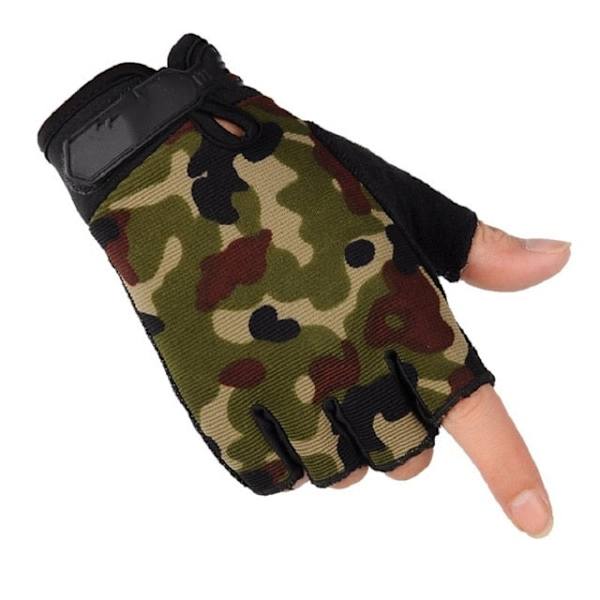 Sommar Taktiska Handskar för Män Lätta Ventilerande Ridhandskar Cykel Halkfria Hel Finger Halv Finger Handskar Fiske half-Camouflage M