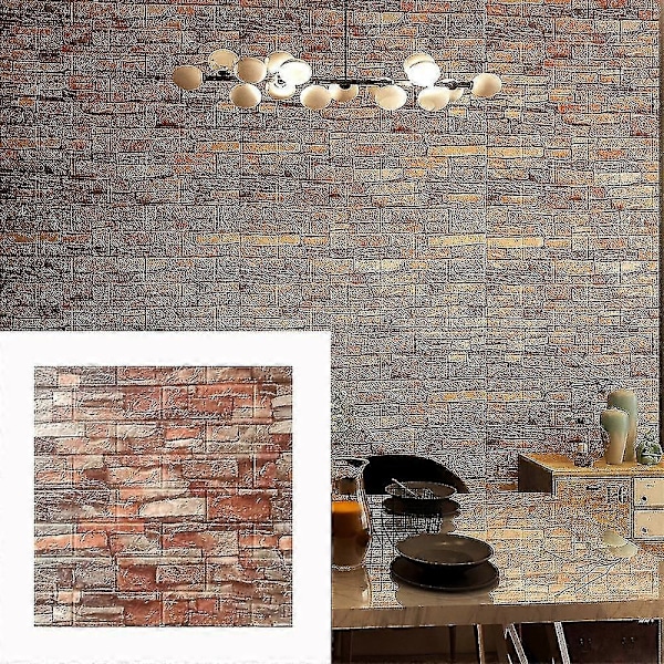 3D Kolmiulotteinen 10/20 Kappaleen Tiilikuvioinen Seinätarra Itseliimautuva Vaahtomuovitaustakuva Punainen1 20 KPL Red1 20PCS