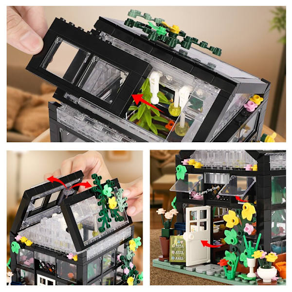 MOC Luova Kukkakimppu Kauppa Talo Malli Rakennuspalikka Kaupunkinäkymä Loman Kesä Kahvila Palikat Tyttöjen Lelut Lasten Lahjat 579pcs no box As  photo