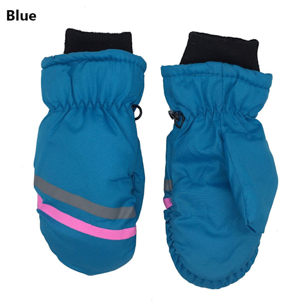 Termiska Skidhandskar Barn Vinter Fleece Vattentäta Varma Snöhandskar 3 Fingrar för Skidåkning Ridning Style1-navy