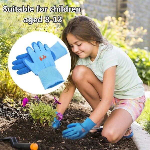 Trädgårdshandskar för barn Nitrilbelagda trädgårdshandskar för småbarn Barnhandskar för flickor pojkar ungdomar Handarbete Halkfria Anti-stick Green 8-13 years 19cm
