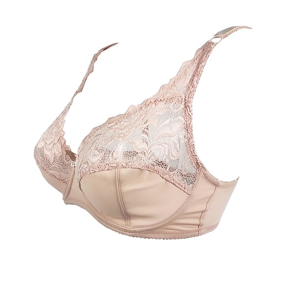 Supertunn Dam BH Sexig Transparent Spets Underkläder BH Plus Storlek C D Kupa Bralette Vardagsunderkläder Beige 85C