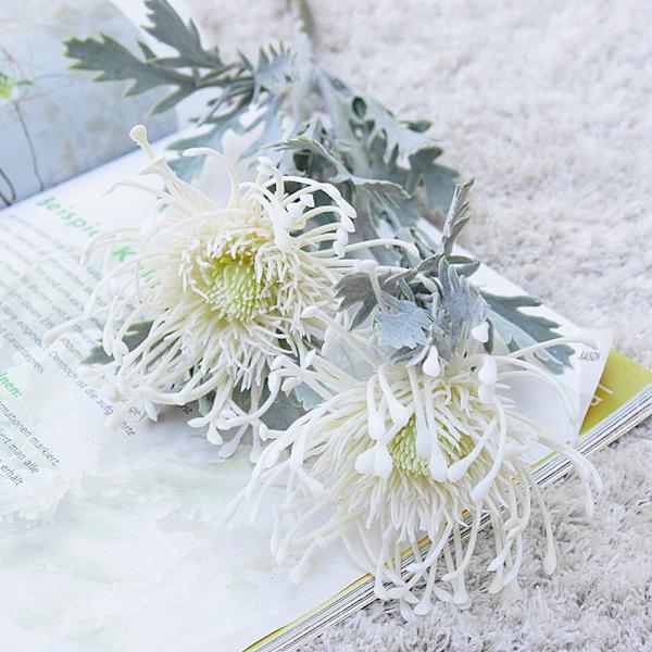 Kunstige Blomster Kort Gren Krabbeklo 2 Gaffel Nålepude Juleguirlande Vase til Hjem Bryllupsdekoration Falsk Plantning gray
