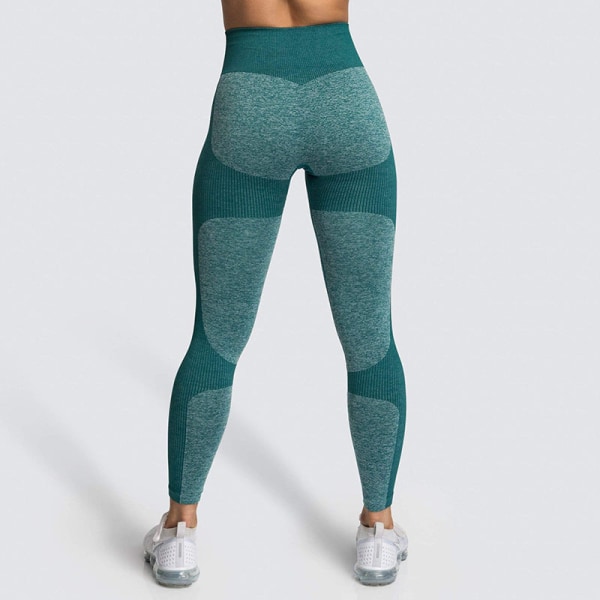 Europeiska och amerikanska sömlösa höftlyftande fukttransporterande yogabyxor Sportkläder Fitness Hip-showing tights för kvinnor 9154AB pants-dark sky blue S