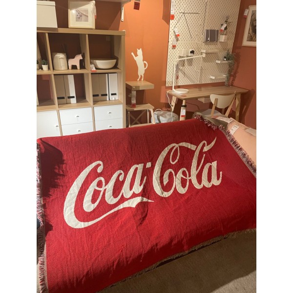 Retro American Filt Soffa Filt CocaCola Coca-Cola Väggdekorativ filt Cola blanket 125X150cm