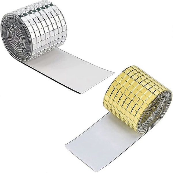 2 Delar Mosaik Spegelplattor, Spegelglas Fyrkanter, Självhäftande Spegelplattor, Fyrkantiga Glasmosaikplattor, För DIY Och Juldekoration