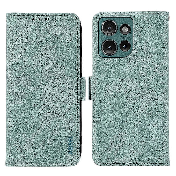 ABEEL Frostat Magnetiskt RFID Läder Telefonfodral Cyan For Motorola Edge 50 Neo