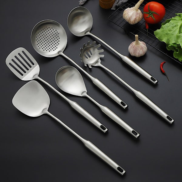 Spatel i rostfritt stål Hushållsmatlagning Soppsked och Silspatel Köksredskapsset 304 hollow handle spatula