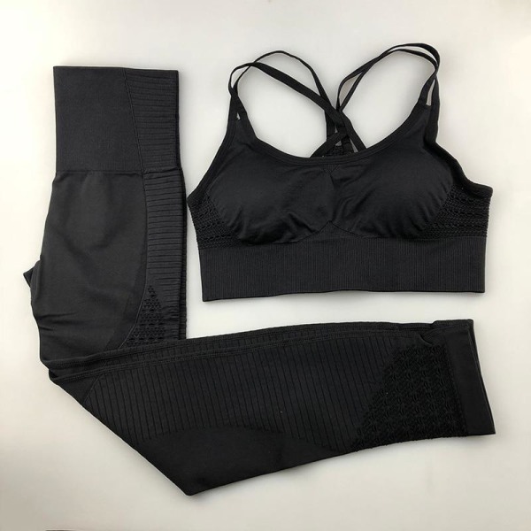Joogasetti Naisten Fitness-vaatteet Urheiluvaatteet Leggingsit Pehmustetut Push-up Rintaliivit red M