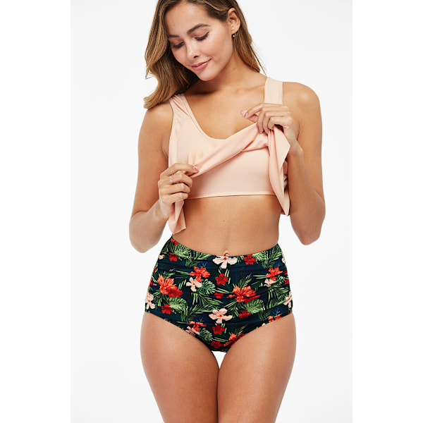 För 2020 Ny Europeisk och Amerikansk Bikini Volang Hög Midja Delad Baddräkt Dam Badkläder Black 04 XXXL