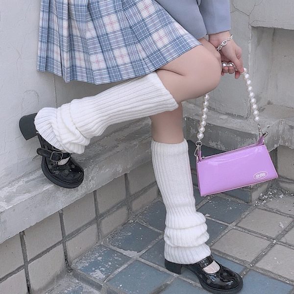 Lolita Pitkät Sukat Naisten Säärystimet Neulotut Lämpimät Jalkasuojat Valkoiset Käsivarsi- ja Säärystimet Naisten Syksyn Talven Virkatut Sukat Saappaansuojat strip One Size