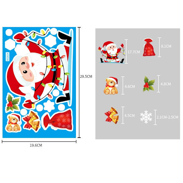 Jul Glasdekaler Heminredning Ornament Jul Snöflinga Jultomte Dörr Butiksfönster Dekal Nyår Juldekoration 26