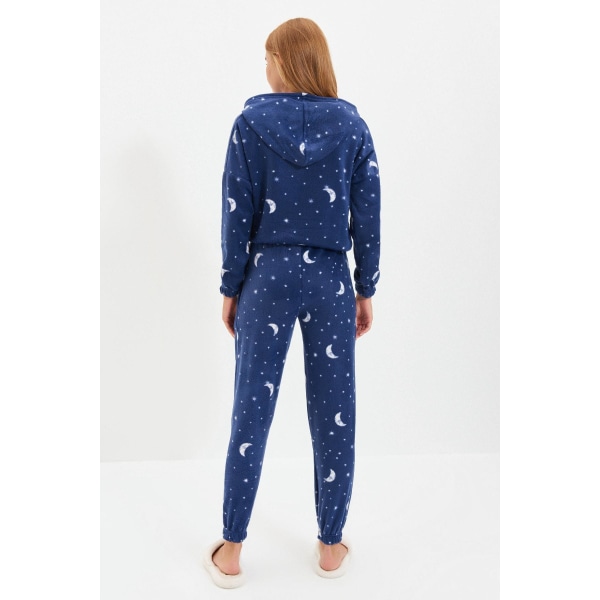 Marinblå Hooded Fleece Stickad Pyjamas Set THMAW22PT0365 Navy blue L