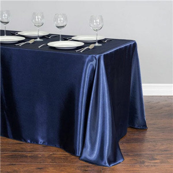 Vit duk polyester bordsduk rektangulär satin duk för födelsedag Jul hem party dekoration bröllop tillbehör Navy Blue 145x180cm