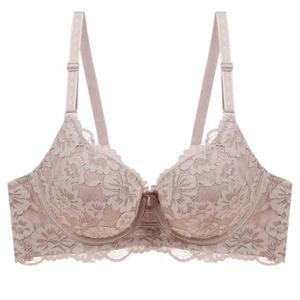 Sexig spets Push Up BH för kvinnor Plus Size BC Cup Stor Dam Underkläder Bralette Flower Pure Bysthållare Broderi Underwea Beige 38C