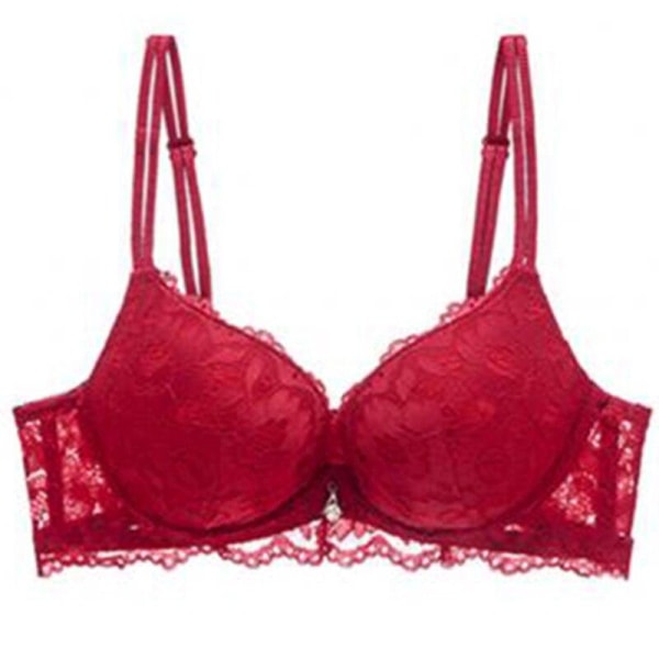 Sexy Push Up BH Dyp V Messing Tykk Bomull Kvinner Undertøy Blonde Lilla Broderi Blomster Lingeri Blue 85B