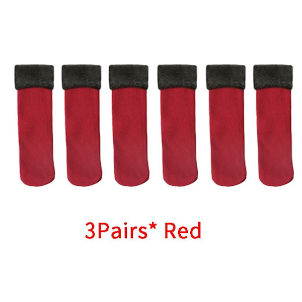 3 Par/Lot Dam Vinter Varma Tjocka Termiska Strumpor Ull Kashmir Snö Sömlösa Strumpor Sammet Mjuka Stövlar Golv Sovstrumpor 3red Size35-40