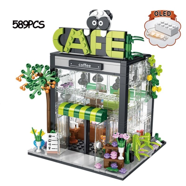 MOC Kreativ Blombukett Butik Hus Modell Byggkloss Stadsvy Semester Sommar Kafé Tegelstenar Flickor Leksaker Barn Presenter 579pcs no box1 As  photo