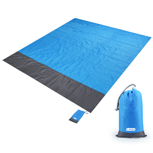Strandtæppe Sandtæt Strandmåtte Strandlagen Vandtæt Sandmåtte med Pløkker Letvægtsmåtte til Picnic Camping YR SET 210cmX200cm